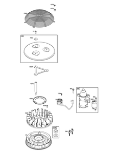 Flywheel, Ignition, And Starter Group Diagram and Parts List for 54E677-0004-J1 400000 - 699999 Briggs and Stratton Engine